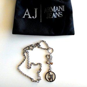 ARMANI JEANS Neckless silver with logo, new with bag
